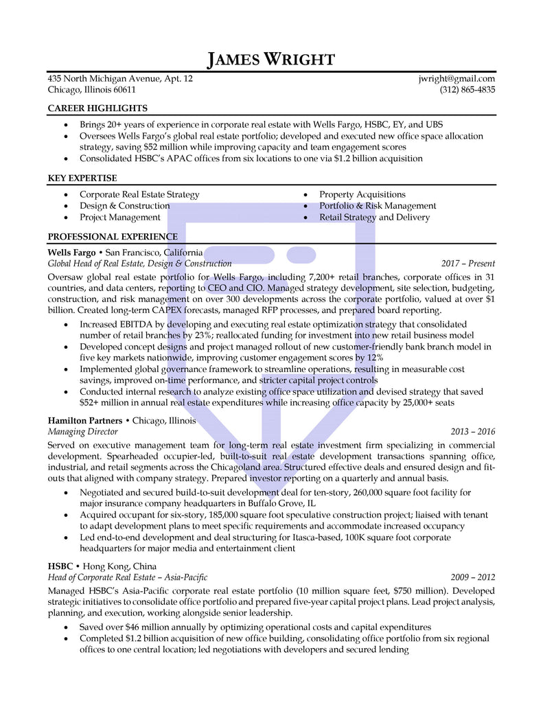 Classic Executive Resume Template Download