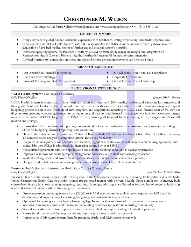 Minimalist Executive Resume Template Download